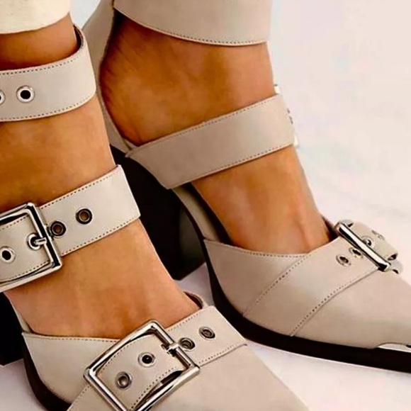 Free People Jeffrey Campbell Hendrix Heels Light Gray Matte Leather - Picture 4 of 10